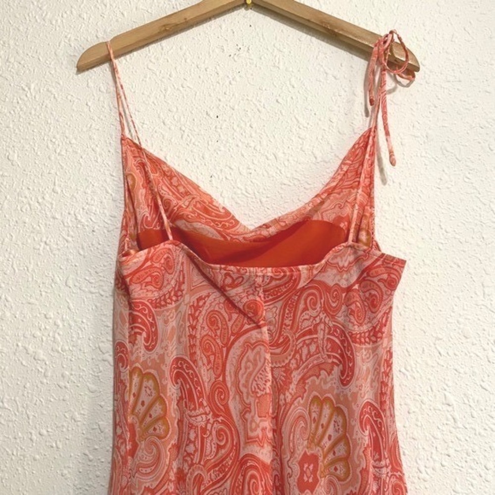 Vtg NWT Banana Republic 14 100% Silk Coral Paisley Dress Midi Y2K fairy cottage - Picture 7 of 10